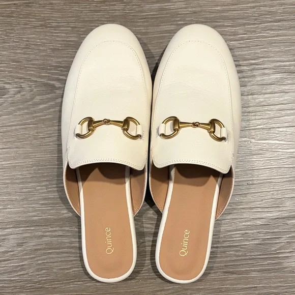 Quince Italian Leather Horsebit Loafer Mule in Bone - Picture 1 of 1